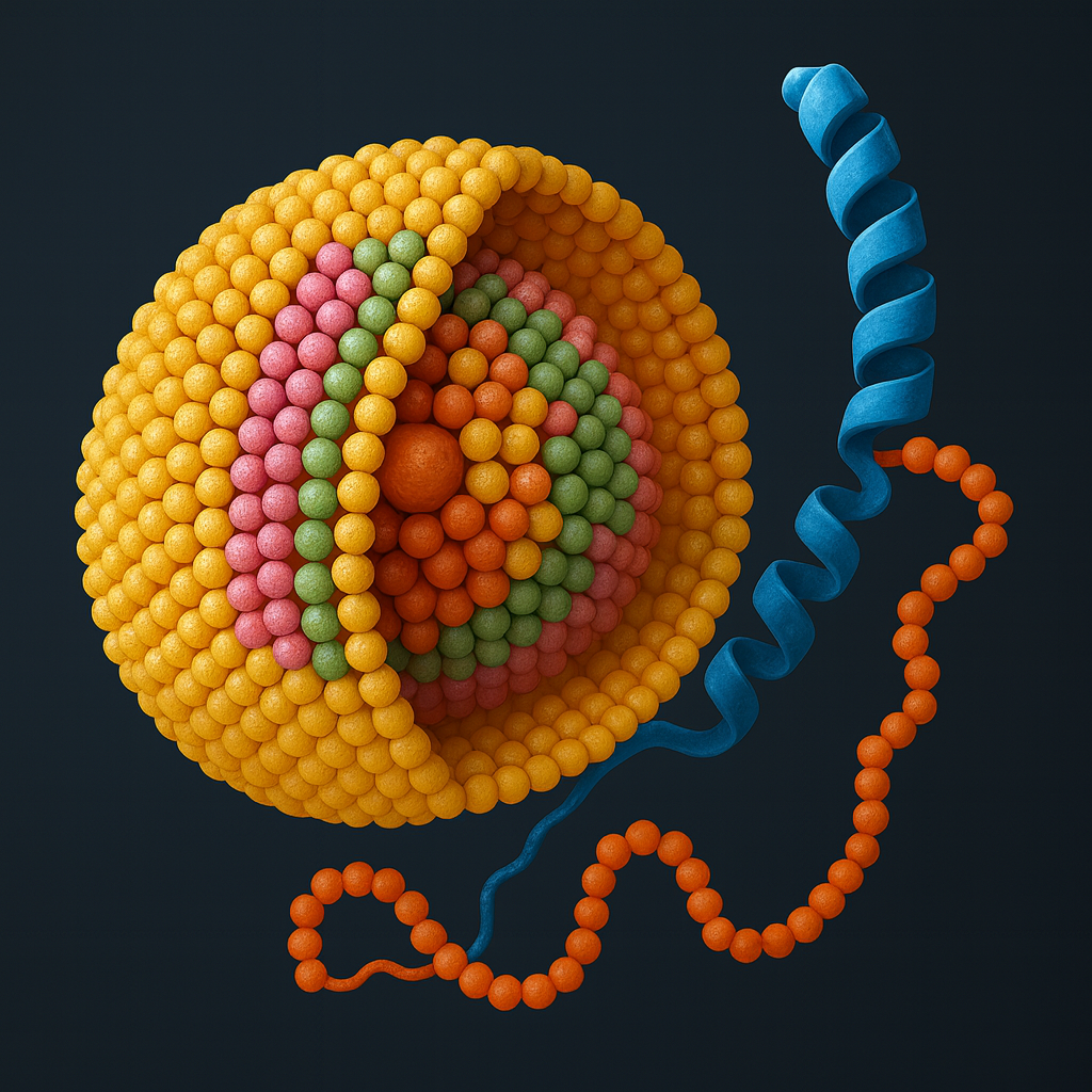 Lipoproteína (a) con su estructura característica